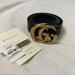 Authentic Gucci Double G Buckle Unisex Leather Belt